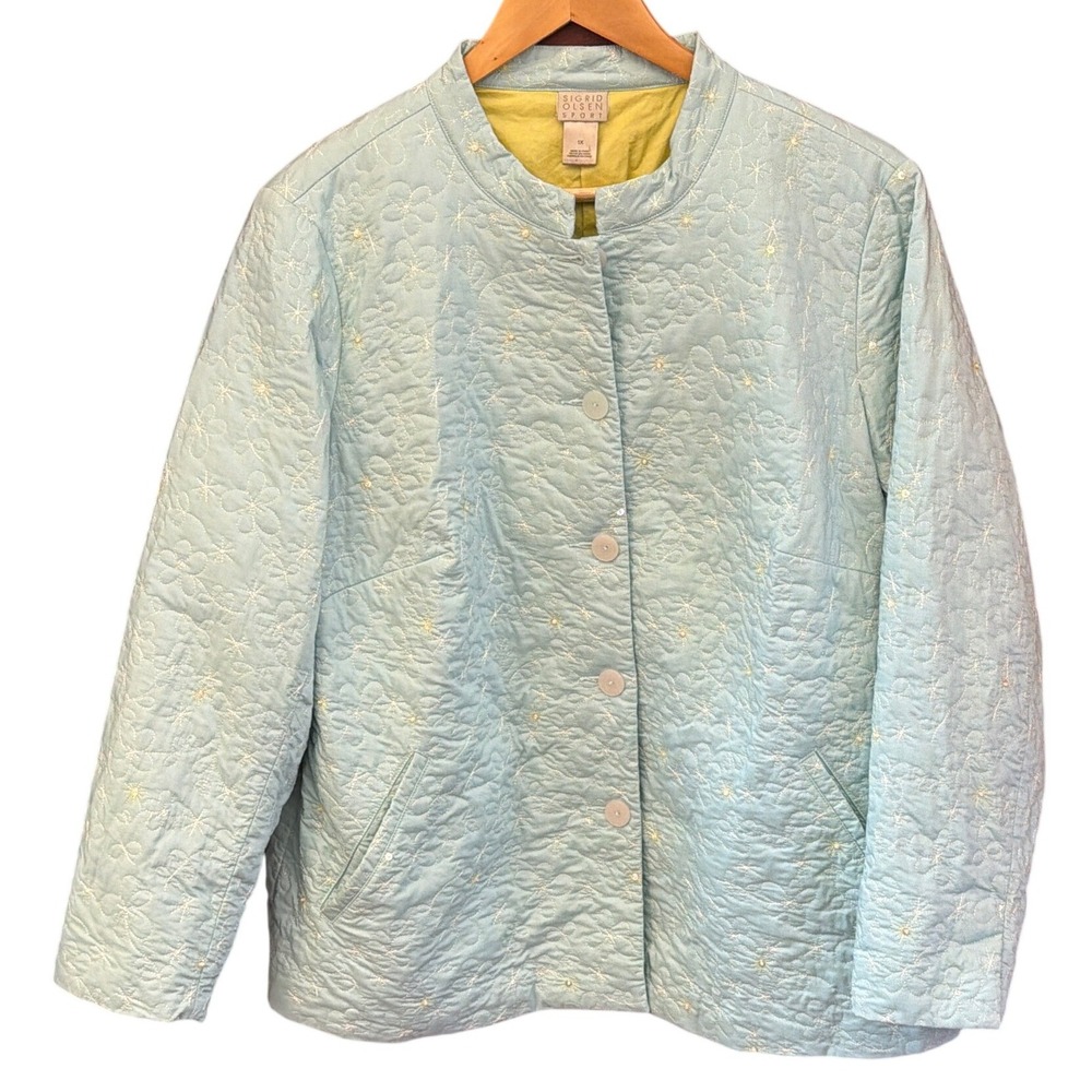 2002 Sigrid Olsen Sport Quilted Jacket Grandmacore Coastal Grandmother Pastel